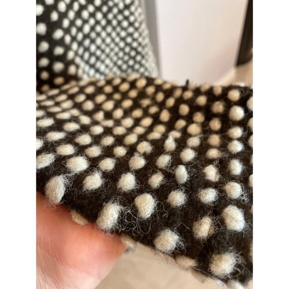 Athleta Black White Raised Dot Pullover Wool BlendHoodie with Faux Fur Trim Sz M - Picture 5 of 11